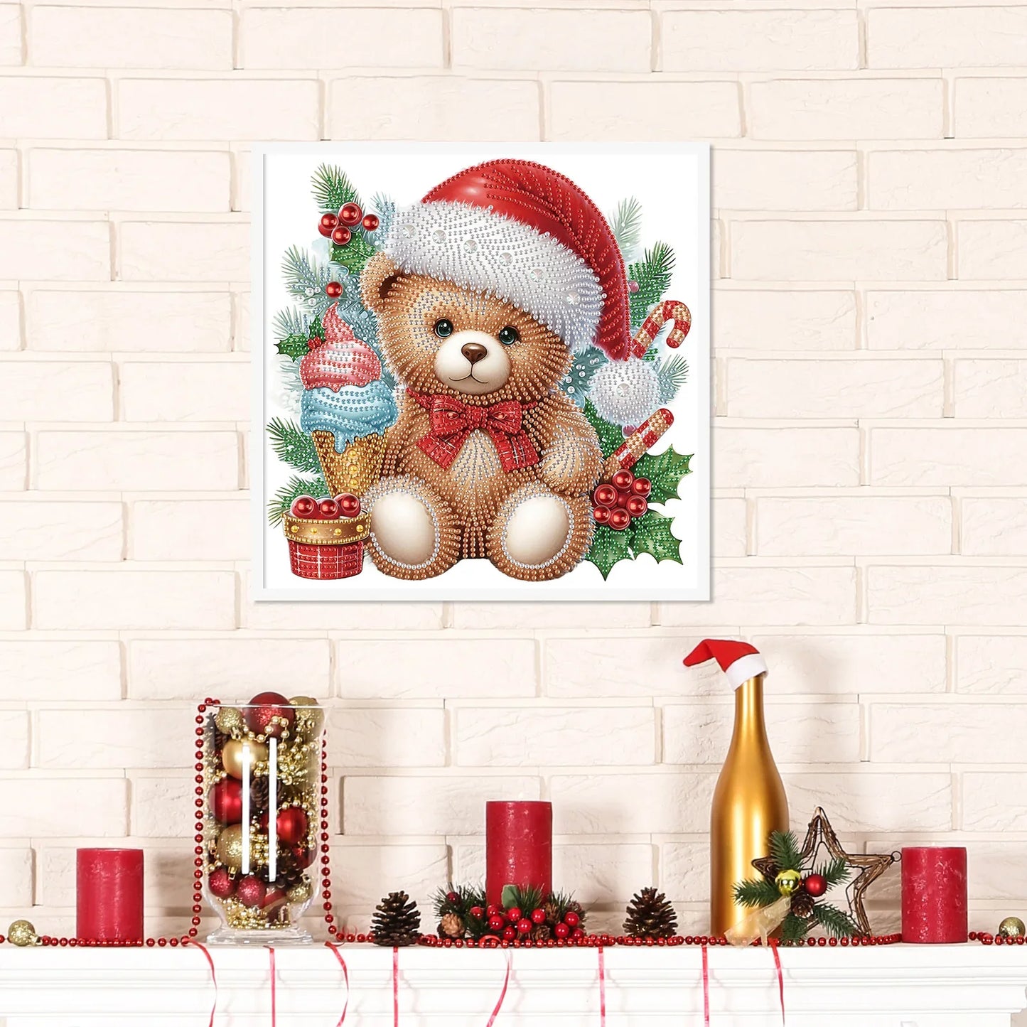 Bär mit Weihnachtsmütze | Diamond Painting
