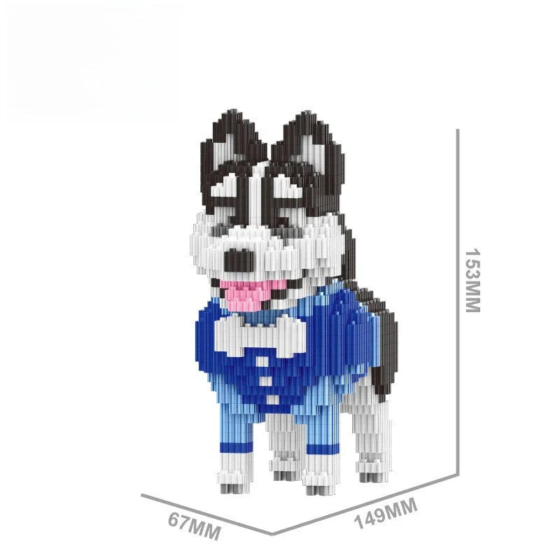 Husky im blauen Anzug | Bausteine