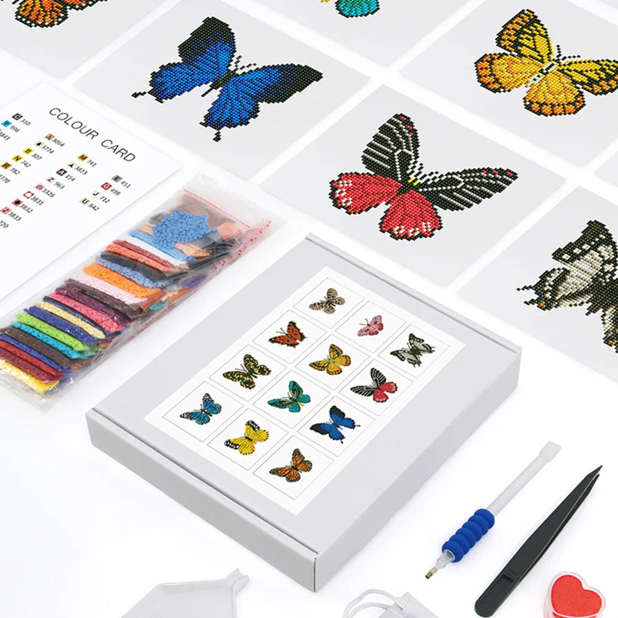 12 Mini Diamond Paintings | Schmetterlinge | Diamond Painting