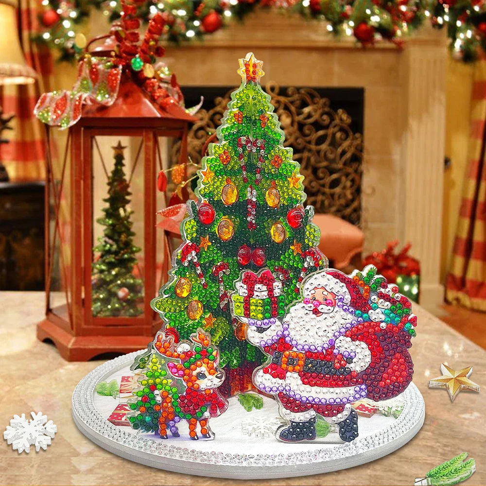 3D Weihnachtsmann bei Weihnachtsbaum | Diamond Painting