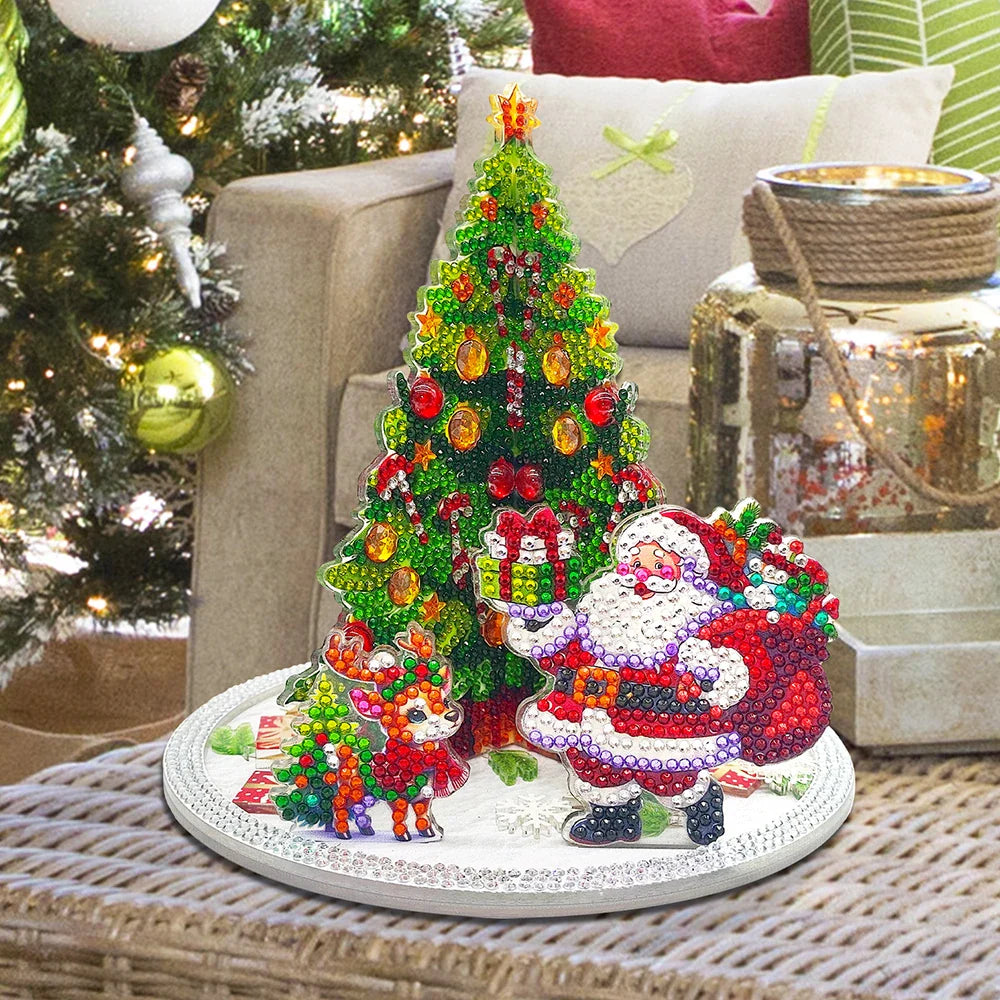 3D Weihnachtsmann bei Weihnachtsbaum | Diamond Painting