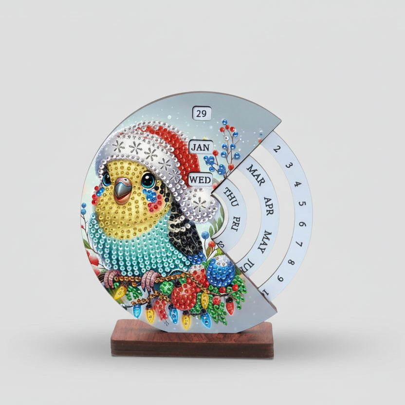 Vogel mit Weihnachtsmütze | Kalender | Diamond Painting