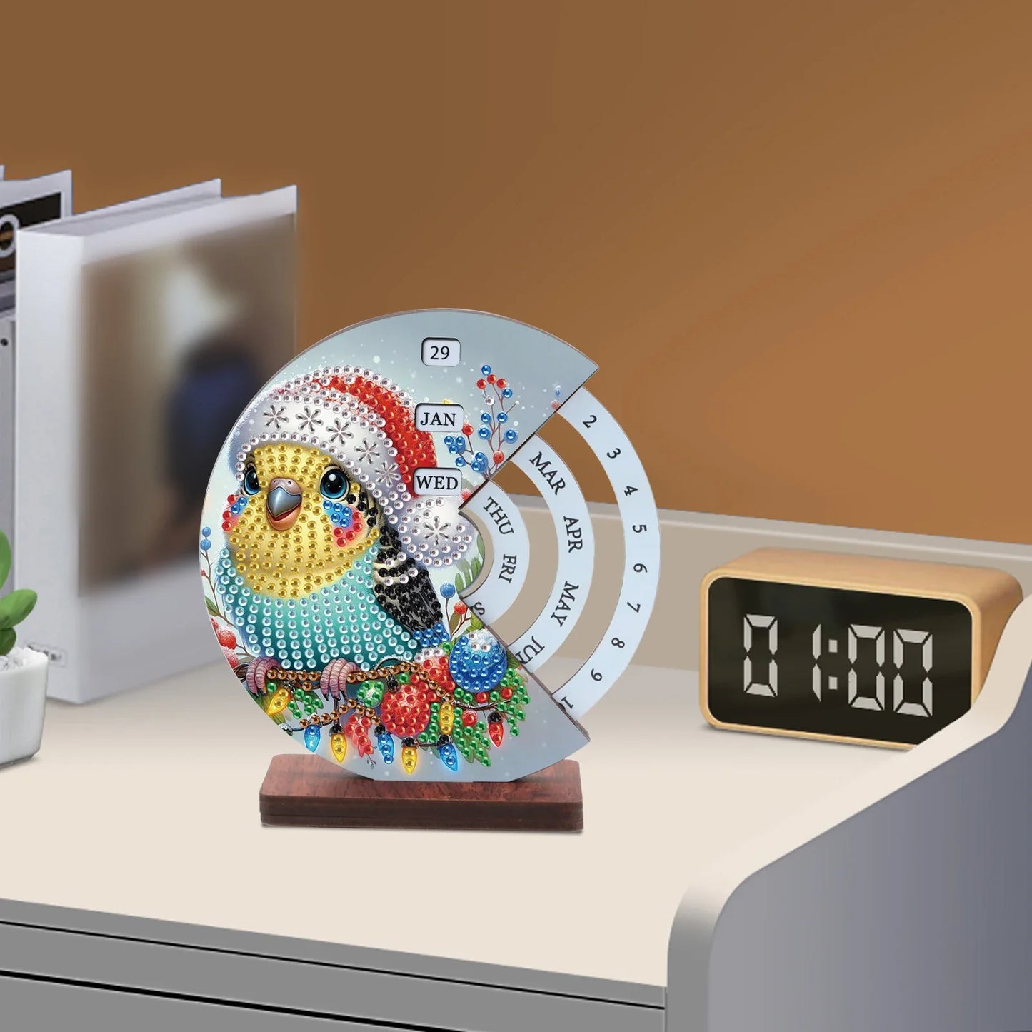 Vogel mit Weihnachtsmütze | Kalender | Diamond Painting