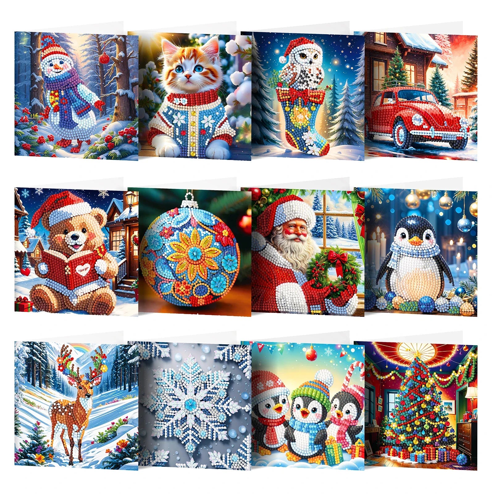 Weihnachtskarten | 12 Stück | Diamond Painting