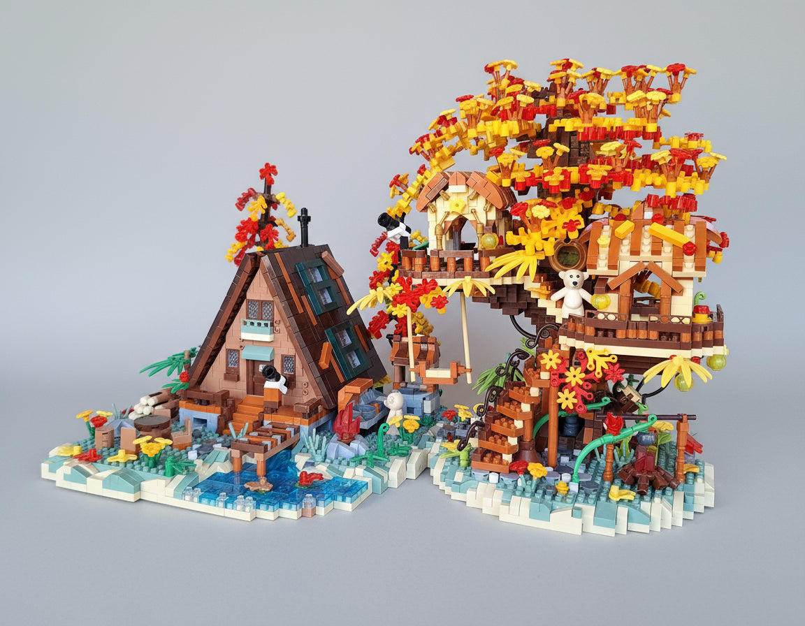 Herbsthaus mit Baumhaus | Bausteine