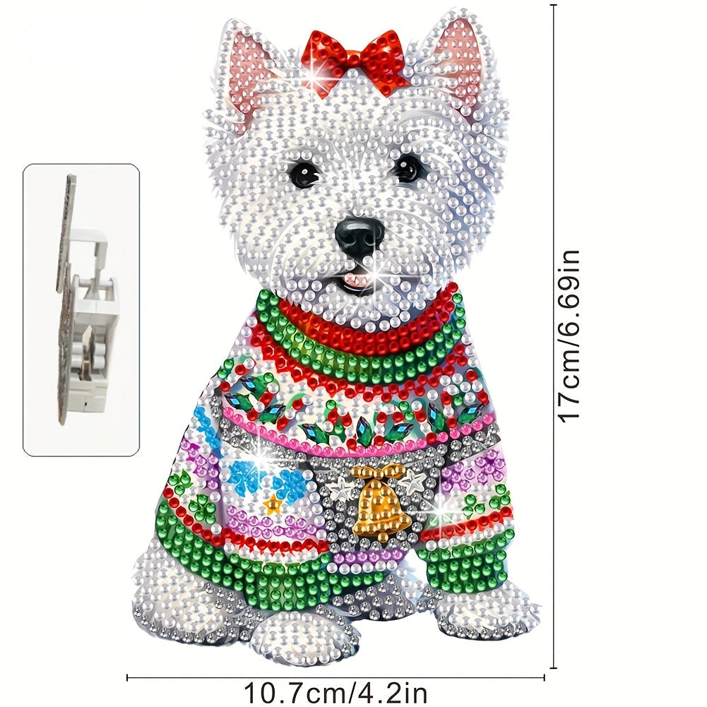 Bewegender Hund mit Schleife | Diamond Painting