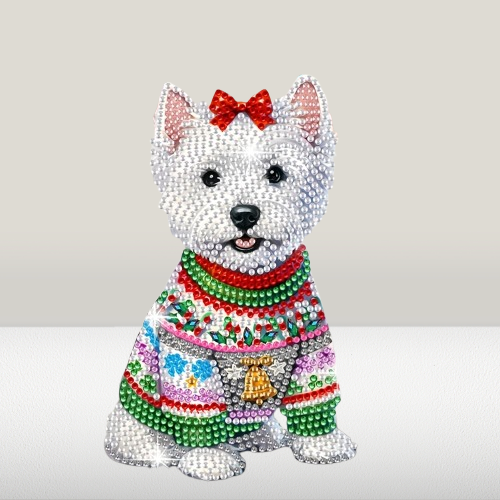 Bewegender Hund mit Schleife | Diamond Painting
