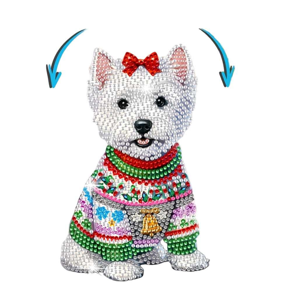 Bewegender Hund mit Schleife | Diamond Painting