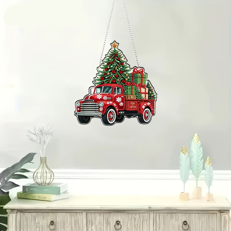 Dekoanhänger | Weihnachts-Truck | Diamond Painting