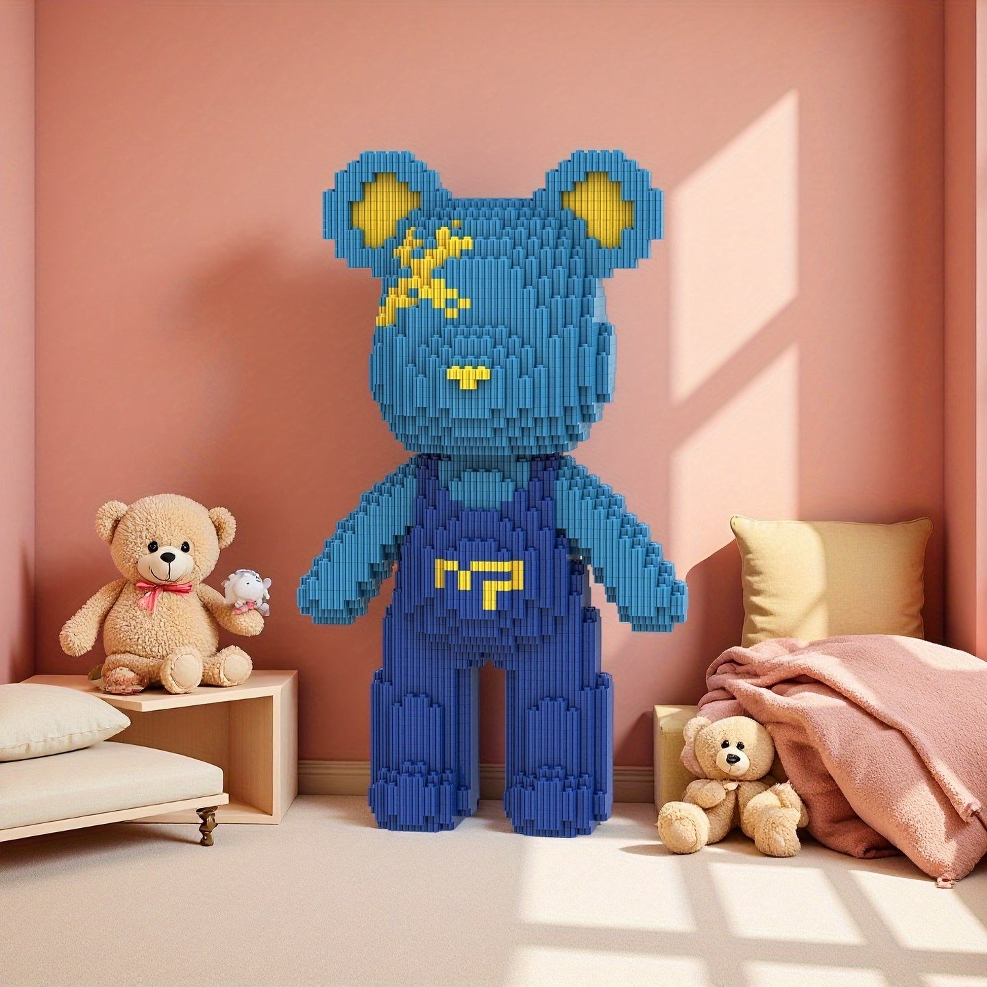 Bär mit blauer Latzhose | Bausteine