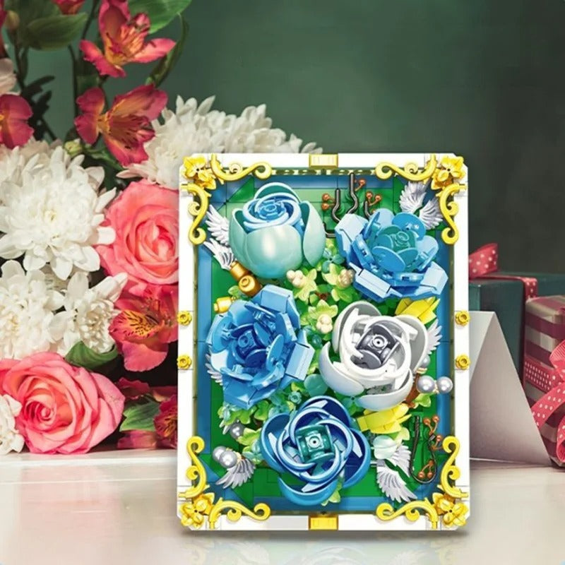 blaues Rosenbild | Bausteine