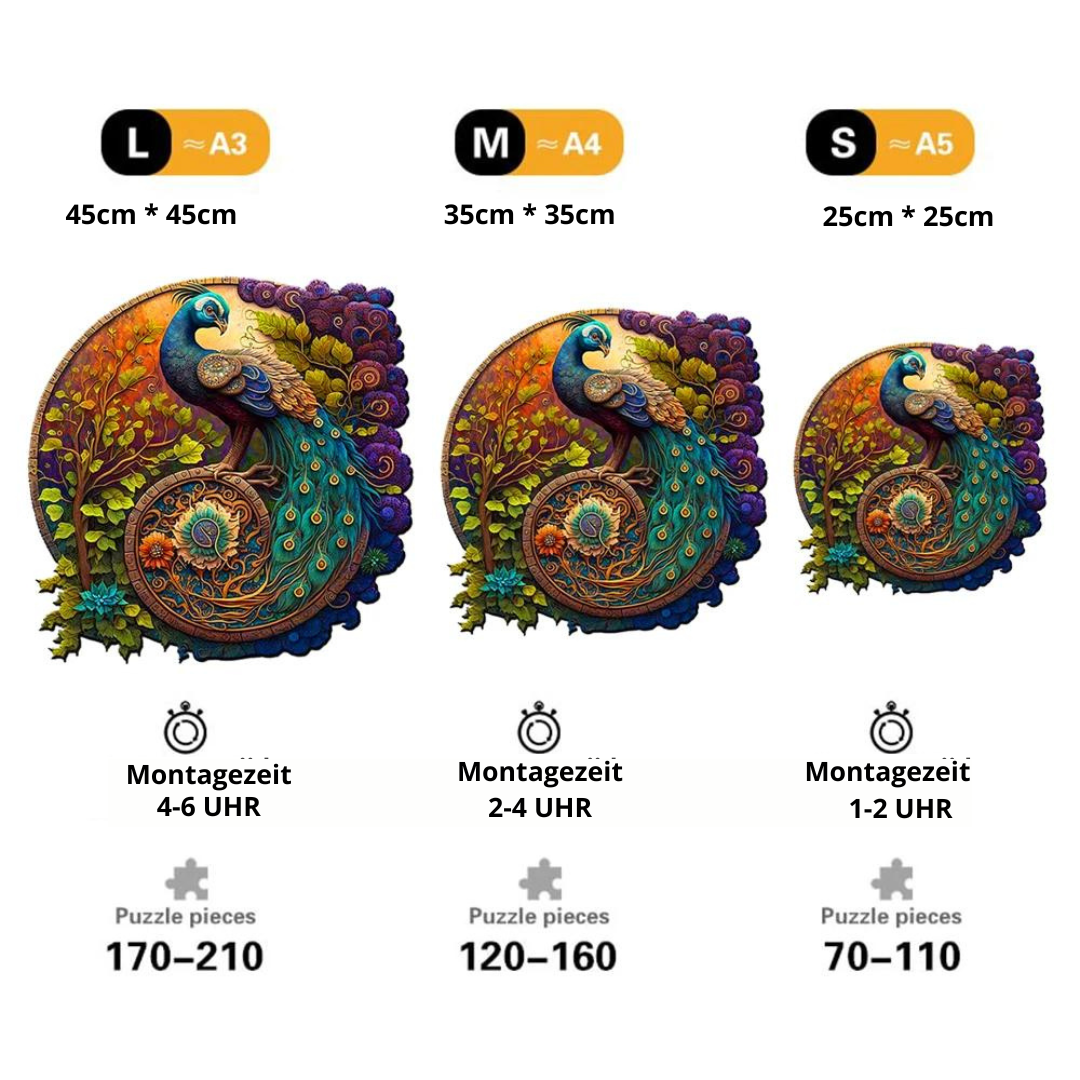 Schöner Pfau | 2D Holzpuzzle