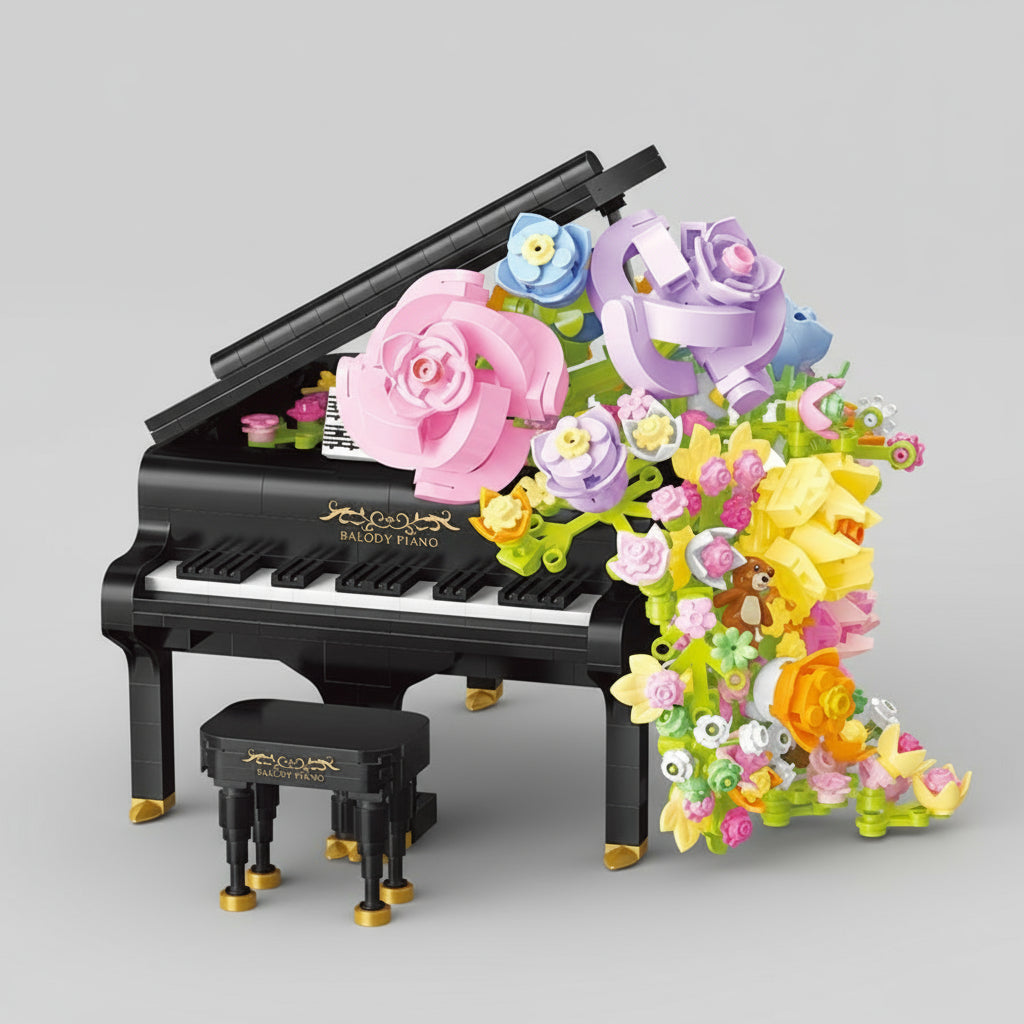 Klavier mit Blumen | Bausteine