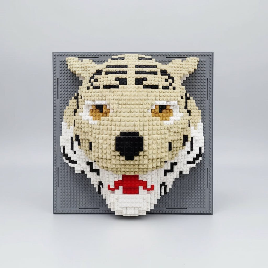 Tiger auf Bauplatte | Bausteine