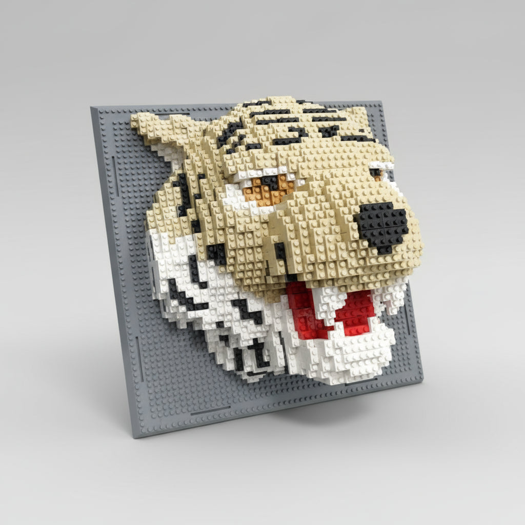 Tiger auf Bauplatte | Bausteine