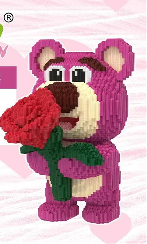 Rosa Bär mit Rose | Bausteine