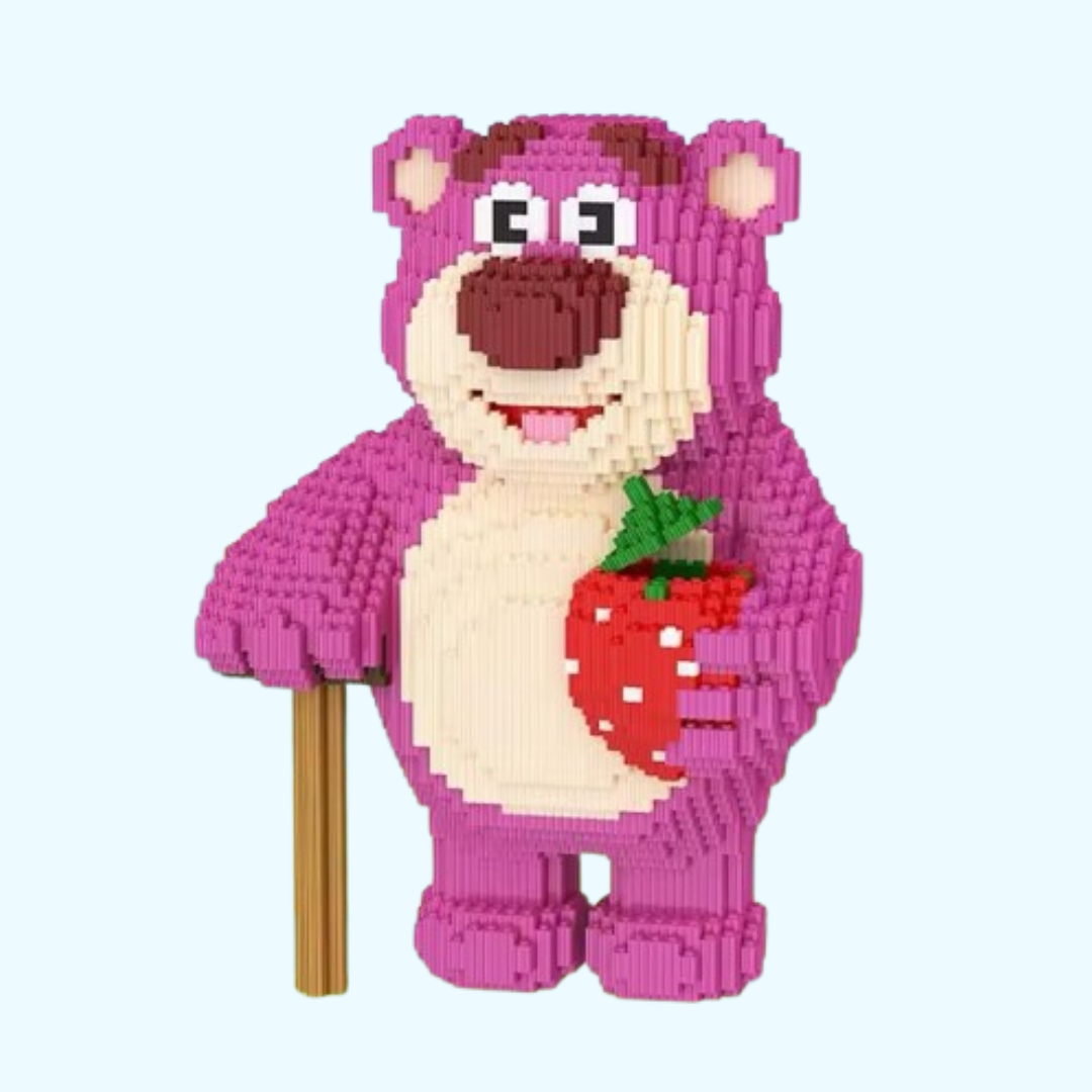 Rosa Bär mit Stock | Bausteine