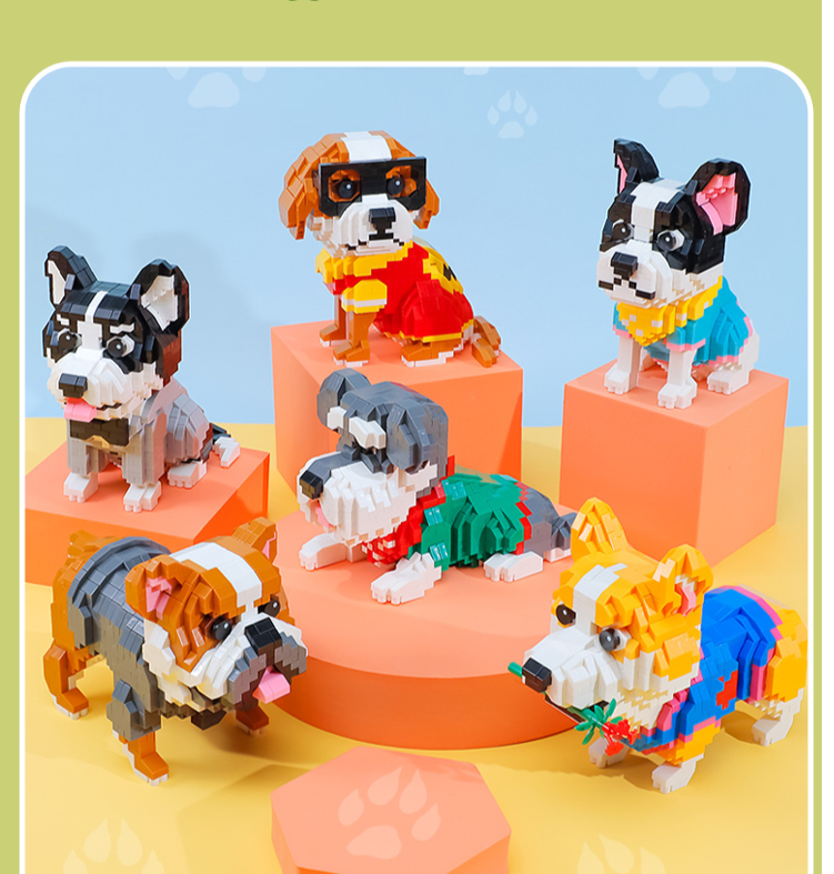 Welsh Corgi mit Rose  | Bausteine