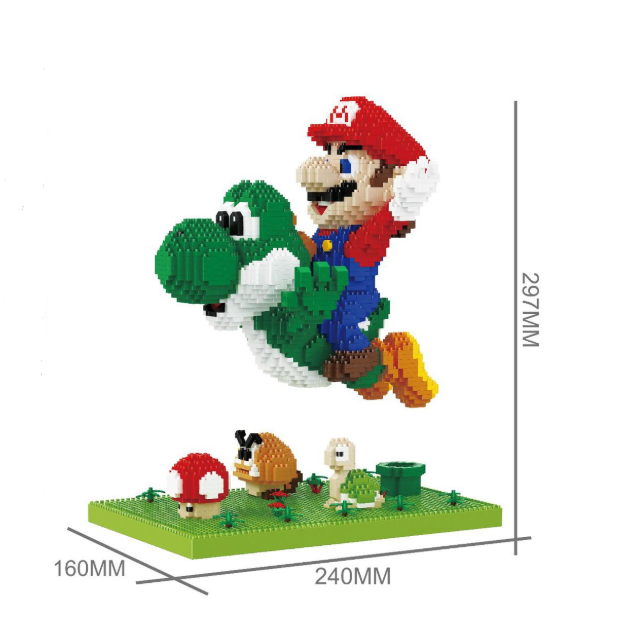 Fliegender grüner Dino mit rotem Klempner | Bausteine