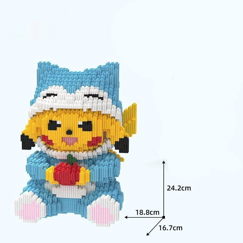 gelbes Blitzmonster mit Apfel | Bausteine