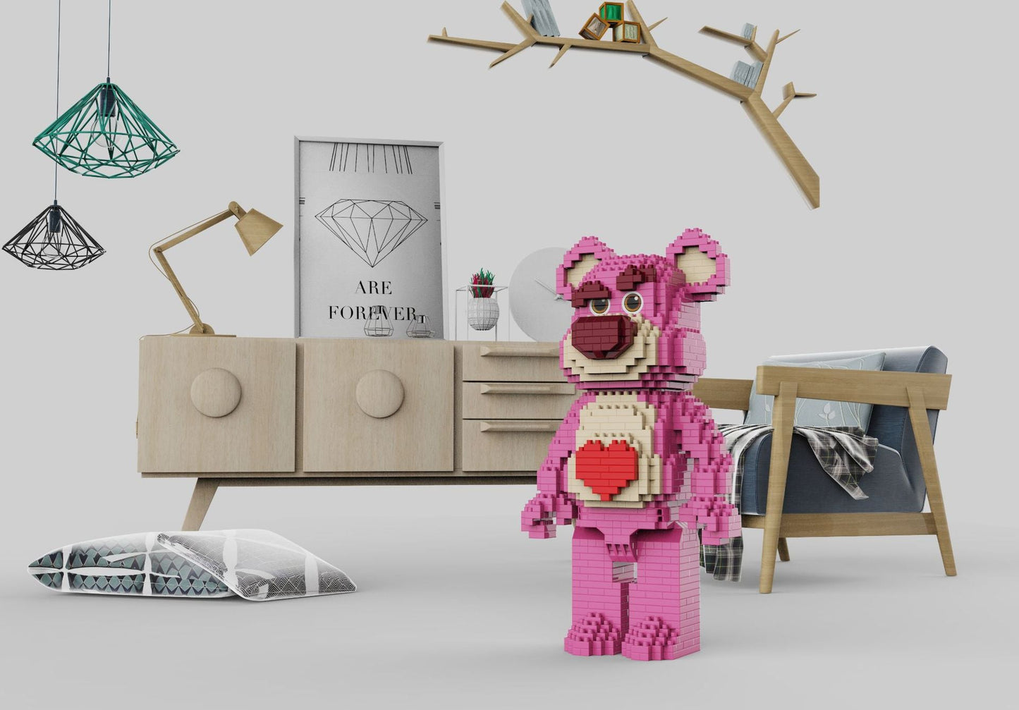 Rosa Bär mit Herz  | Bausteine