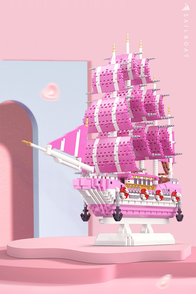 Rosa Segelboot | Bausteine