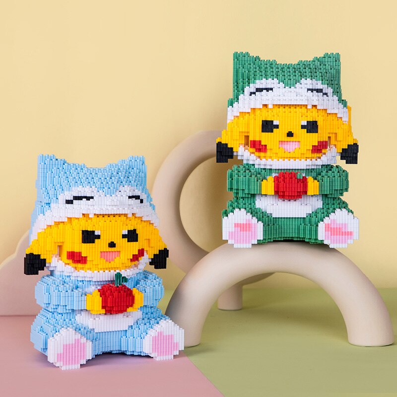 gelbes Blitzmonster mit Apfel | Bausteine