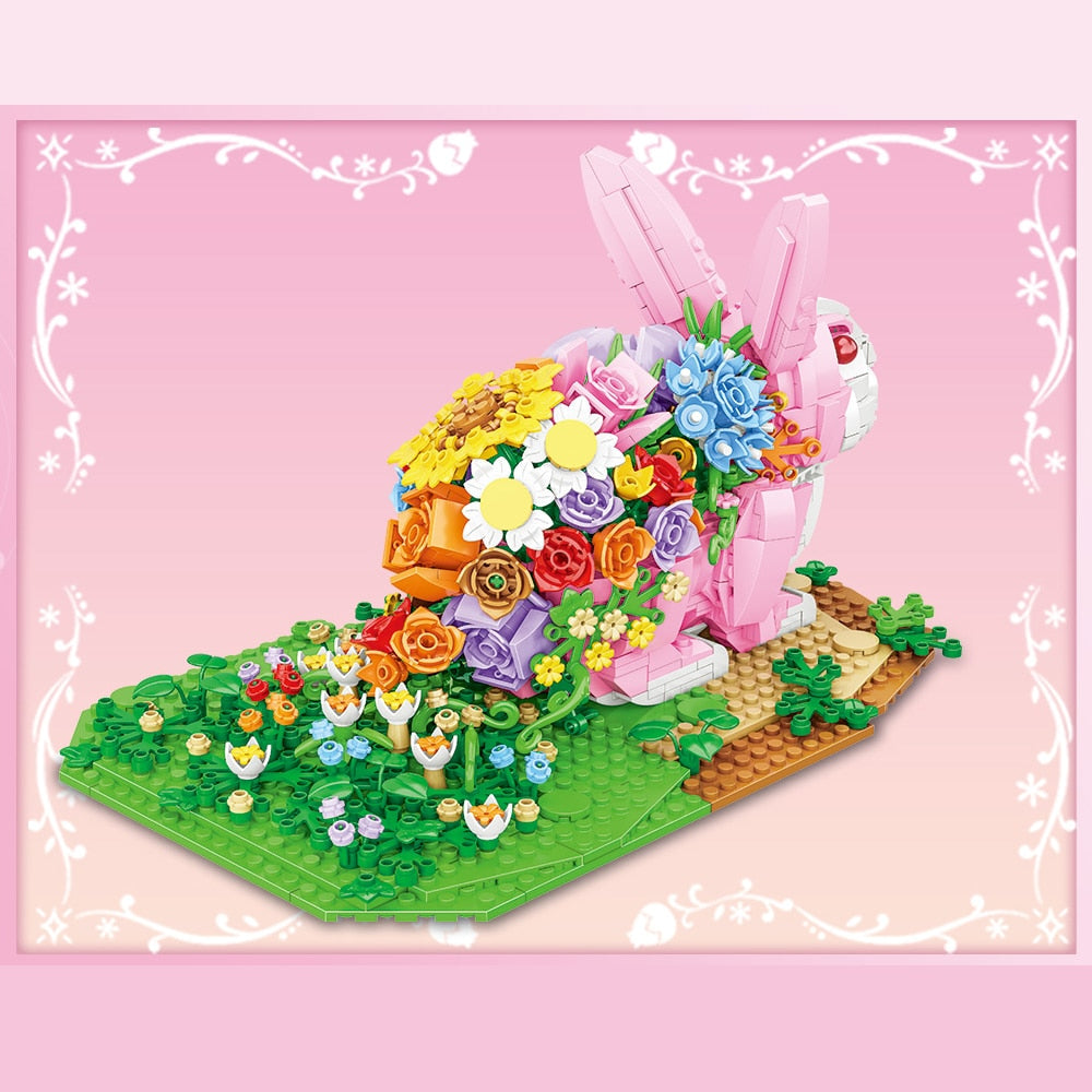 Kaninchen mit Blumen | Bausteine