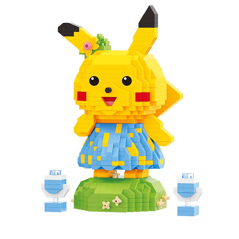gelbes Blitzmonster mit Kleid | Bausteine