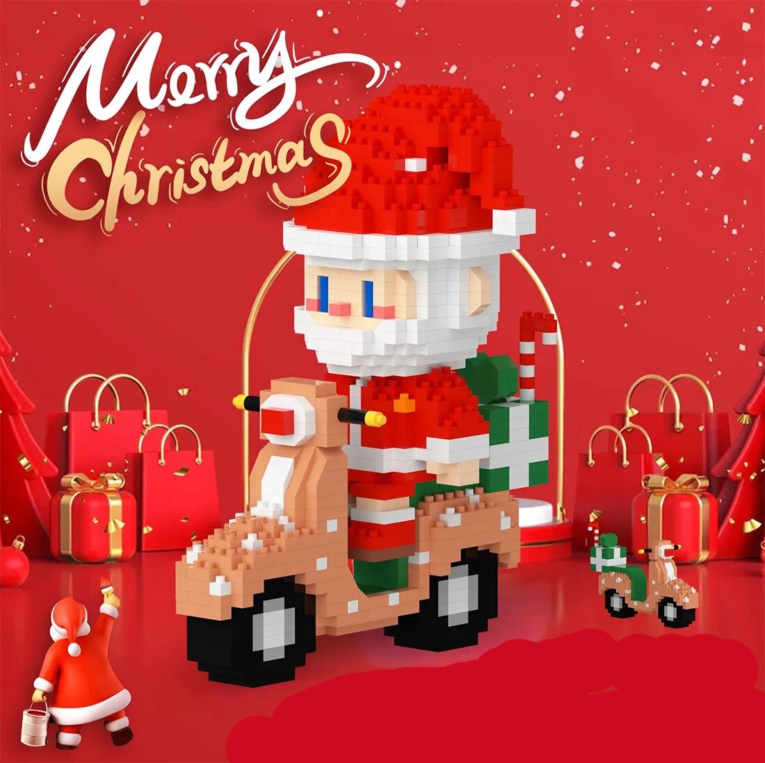 Weihnachtsmann auf Motorroller  | Bausteine
