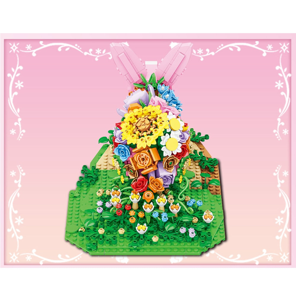 Kaninchen mit Blumen | Bausteine