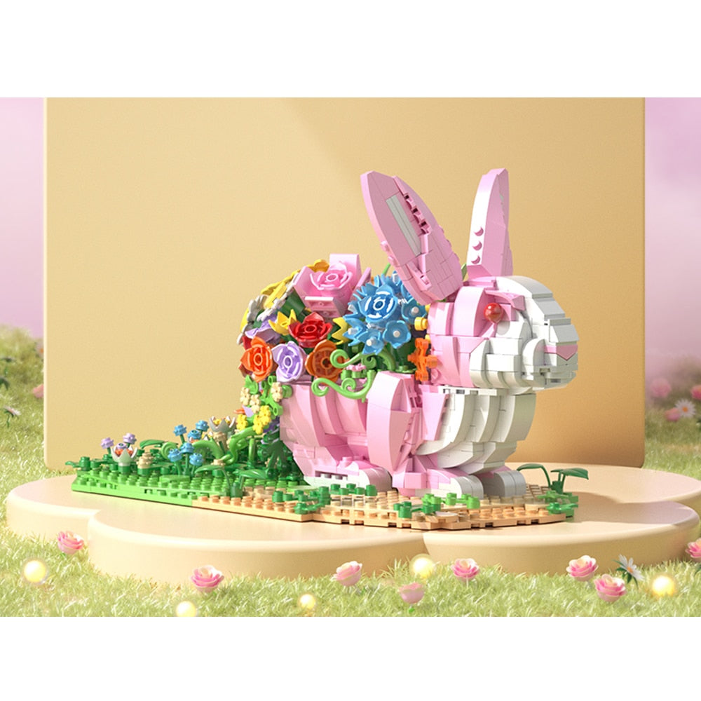 Kaninchen mit Blumen | Bausteine