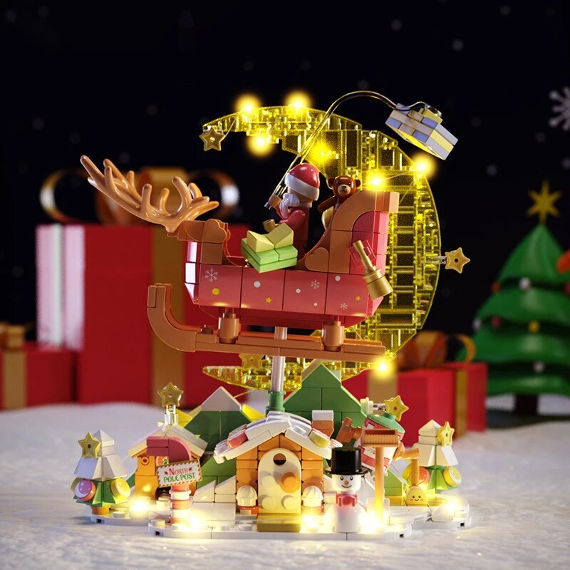 Weihnachtsmann im Schlitten | Bausteine
