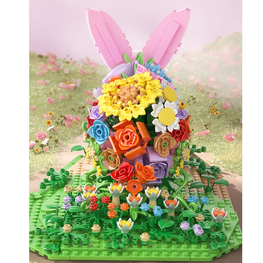 Kaninchen mit Blumen | Bausteine