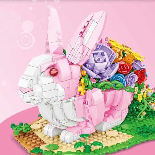 Kaninchen mit Blumen | Bausteine