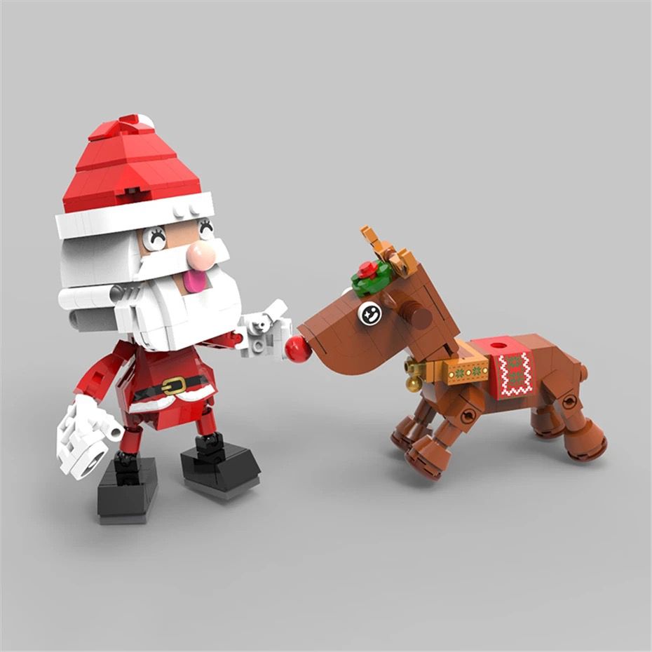 Der Weihnachtsmann auf dem Rentier | Bausteine