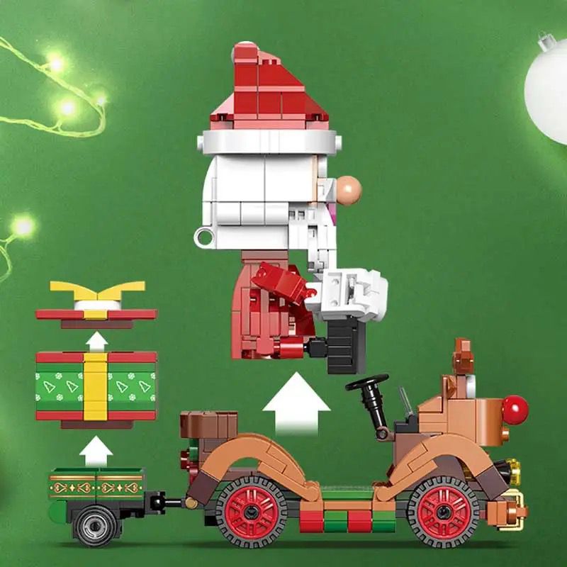 Weihnachtsmann auf Auto | Bausteine