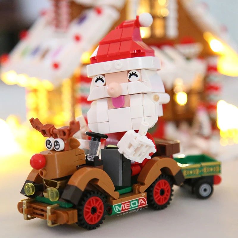 Weihnachtsmann auf Auto | Bausteine