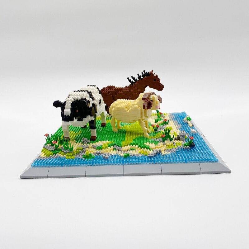 Pferd, Kuh und Schaf auf der Weide | Bausteine