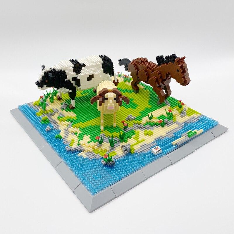 Pferd, Kuh und Schaf auf der Weide | Bausteine