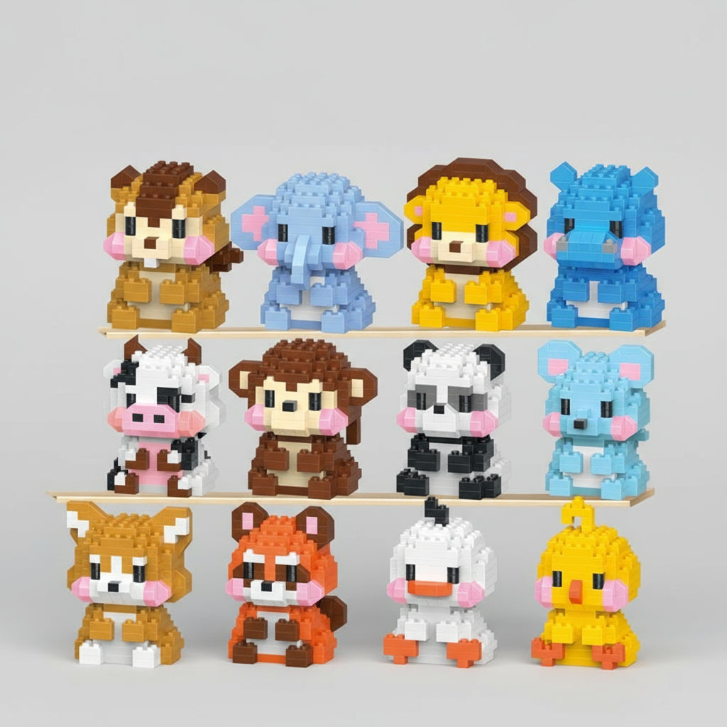 Mini Tiere – 12 Stück | Bausteine