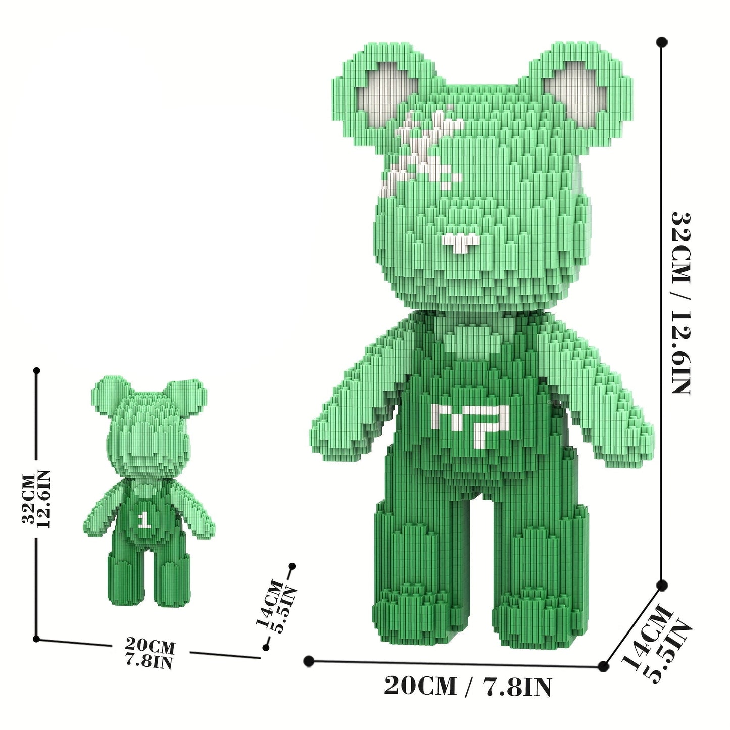 Bär mit grüner Latzhose | Bausteine