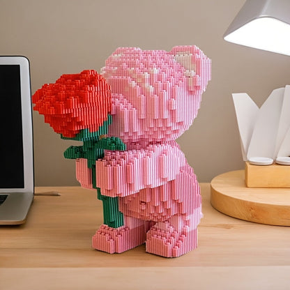 Rosa Bärchen mit Rose | Bausteine