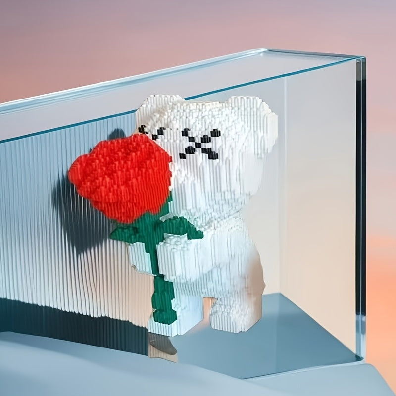 Weißer Bär mit Rose | Bausteine