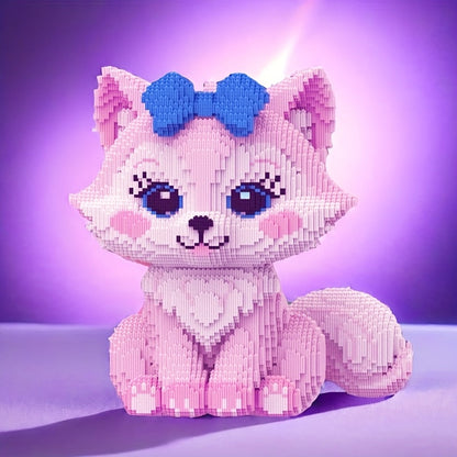 MEGA rosa Fuchs mit Schleife | Bausteine