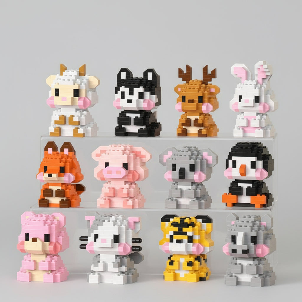 Mini Tiere – 12 Stück | Bausteine