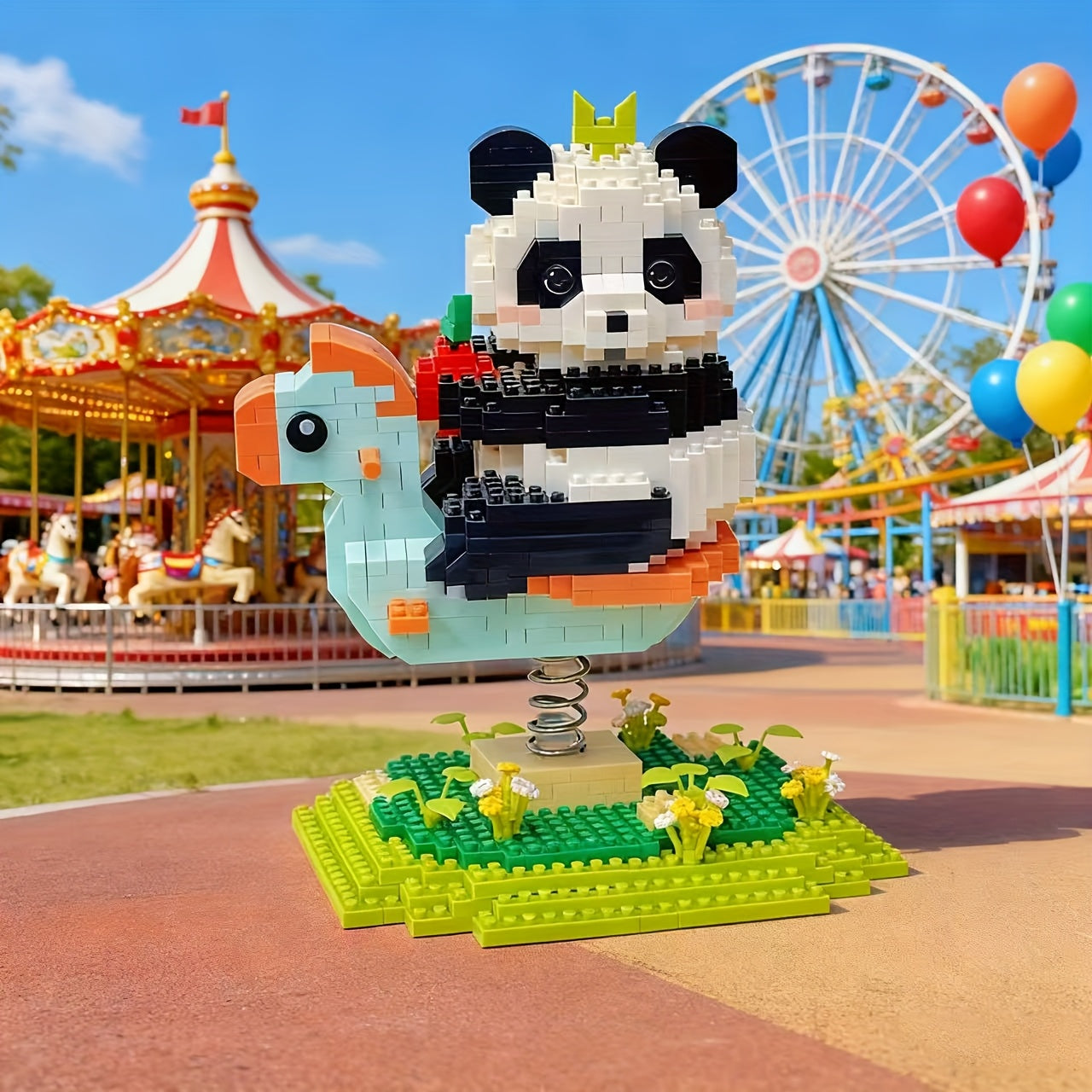 Panda auf der Wippe | Bausteine