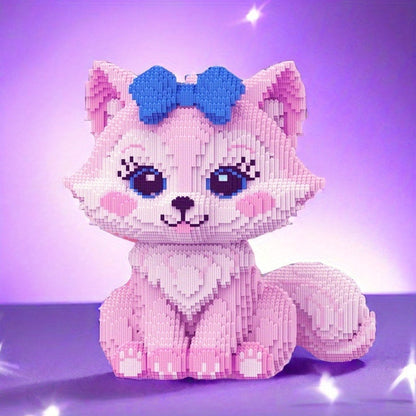 MEGA rosa Fuchs mit Schleife | Bausteine
