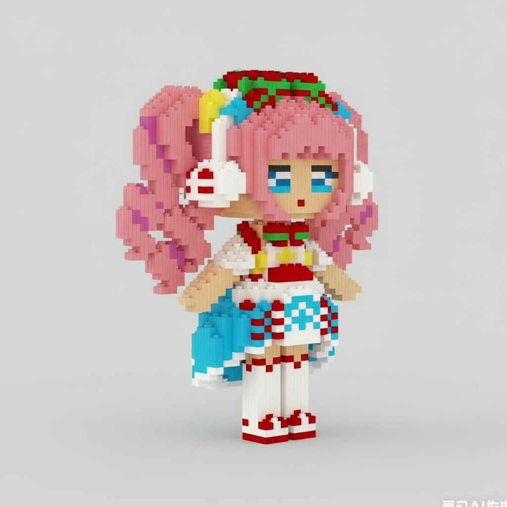Mädchen mit rosa Haaren | Bausteine