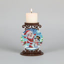 Weihnachtsmann mit Schneemann | Kerzenhalter | Diamond Painting